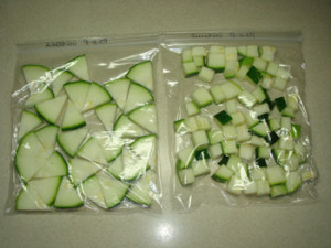 Zucchini packaged for freezer