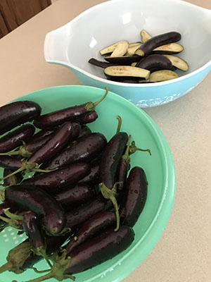 Eggplant in Colander